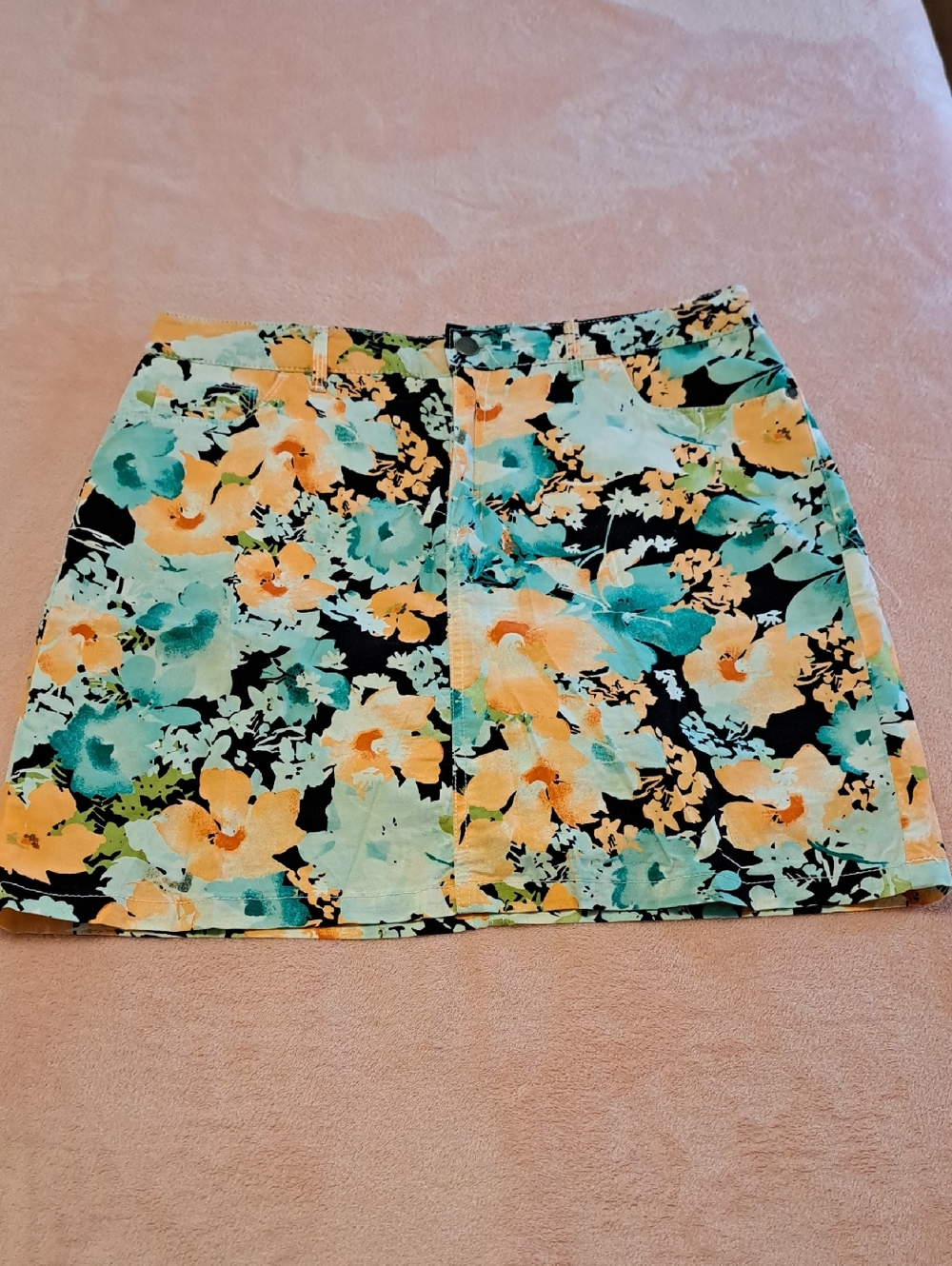 Floral Print Skort in Teal and Coral